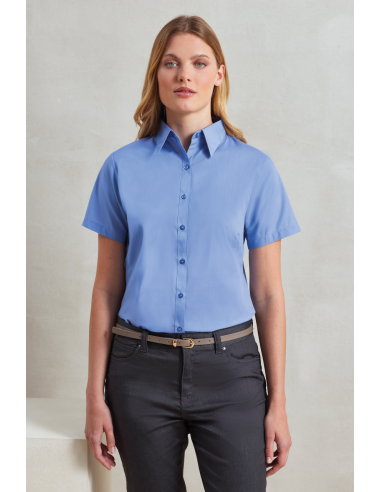 P-PR302-Womens Poplin Short Sleeve Blouse